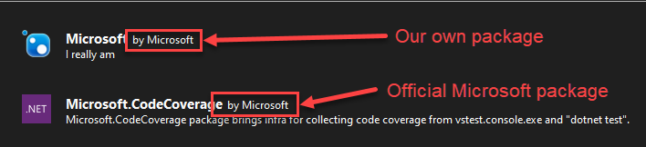 The “Author” field is indistinguishable when comparing to official packages