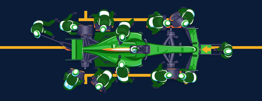 Formula 1 drivers and their pit crew are a great example of combining speed and trust.
