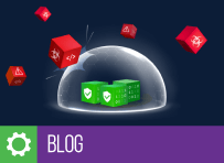 dome over boxes to show security over software packages