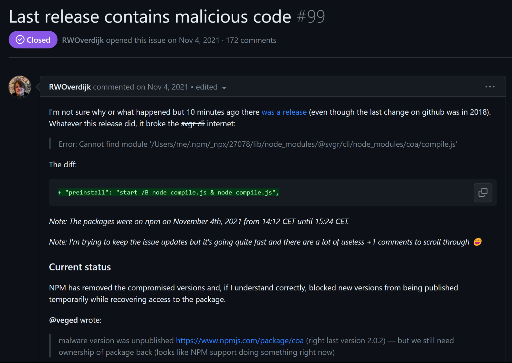 coa Malicious Code Reporting