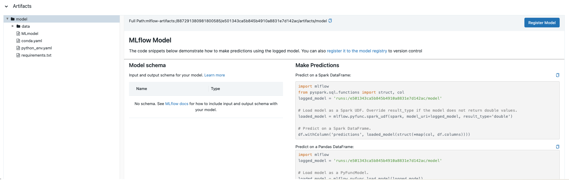 Logged ML model Artifacts in MLflow