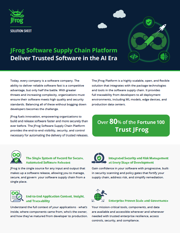 JFrog Platform Solution Sheet screenshot 0326
