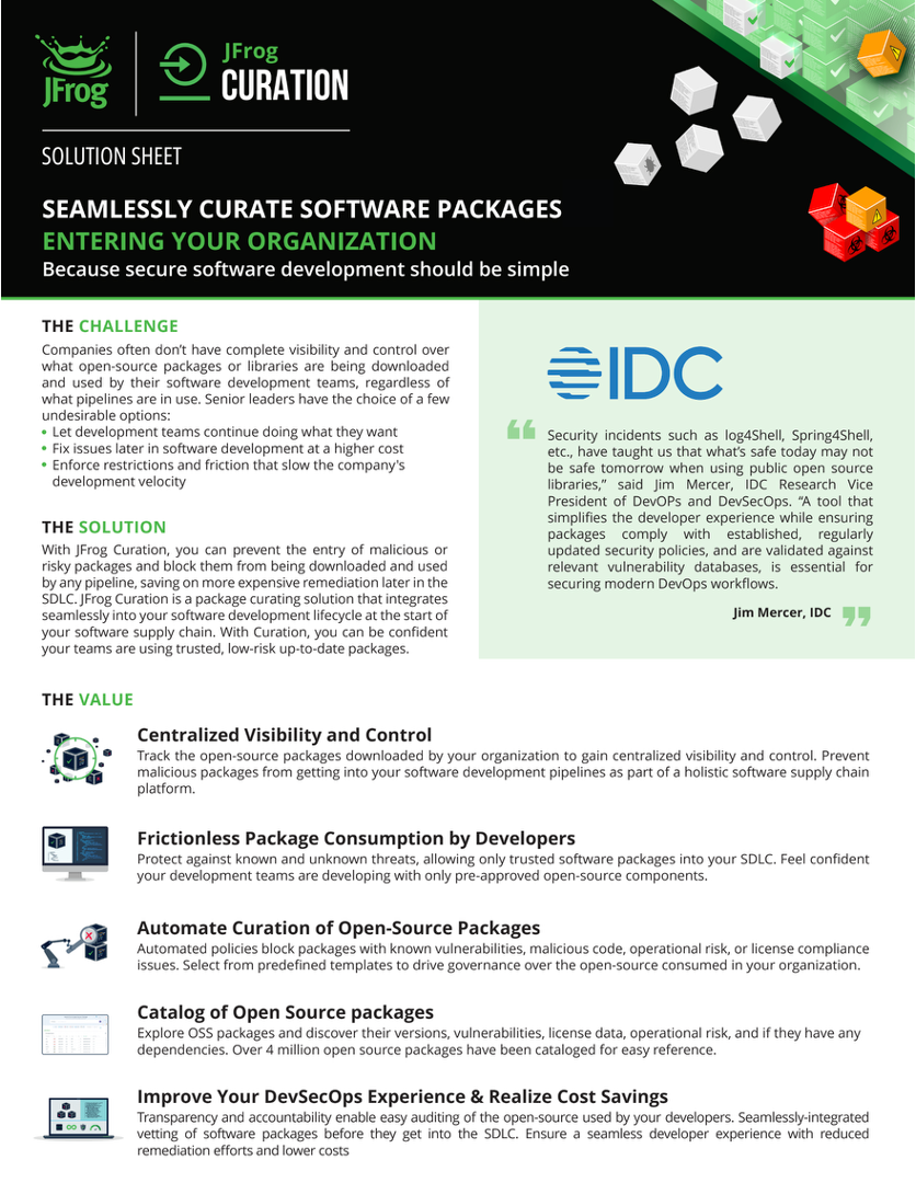 JFrog Curation Solution Sheet Thumbnail