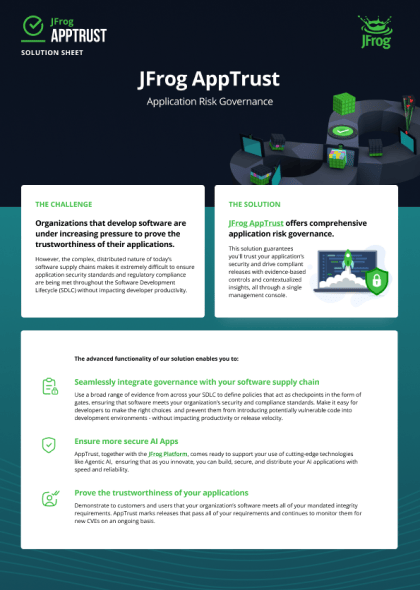 JFrog AppTrust for DevSecOps - Cover page 420x590
