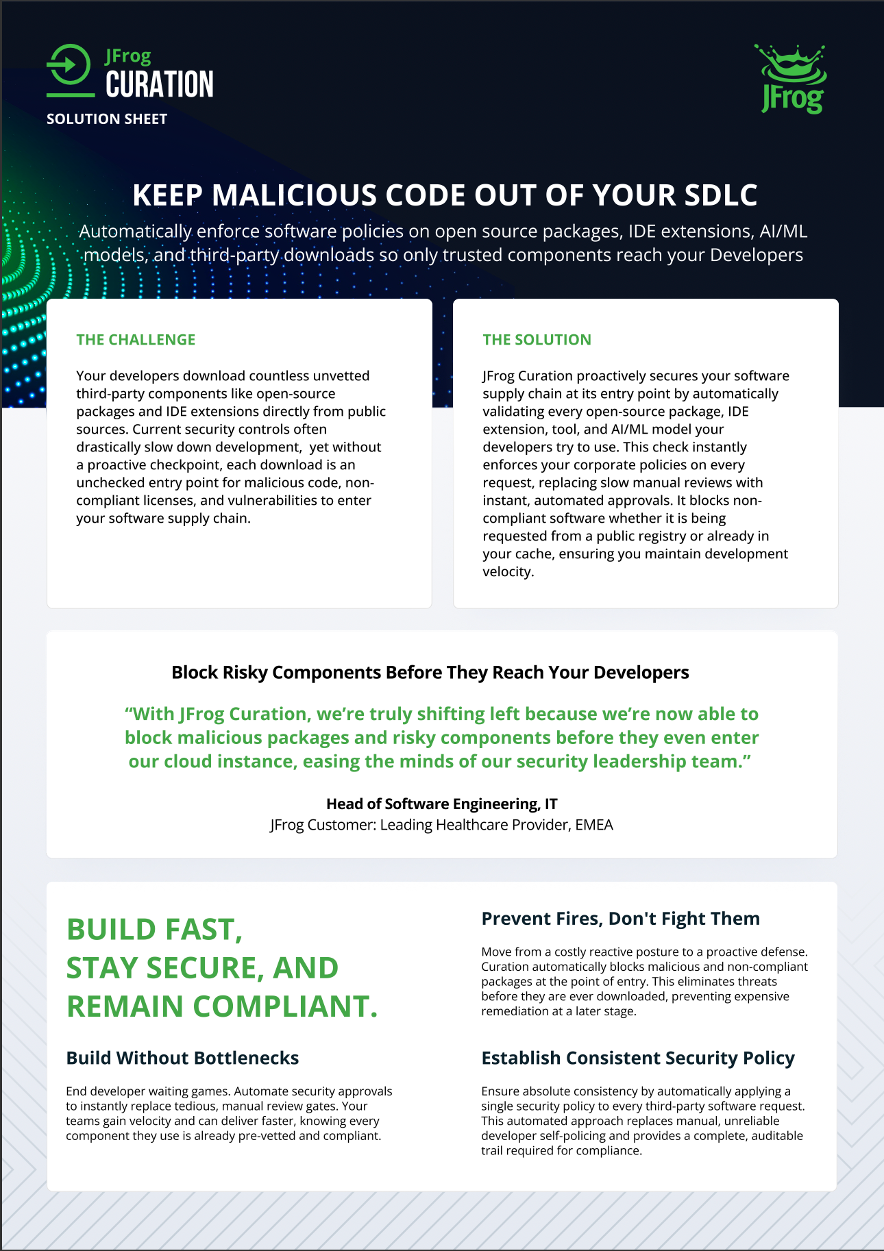 JFrog Curation - Solution Sheet Screenshot