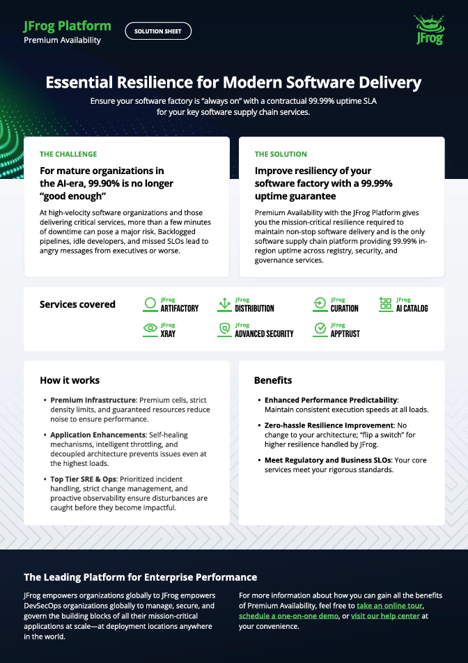 Premium Availability Solution Sheet Screenshot 