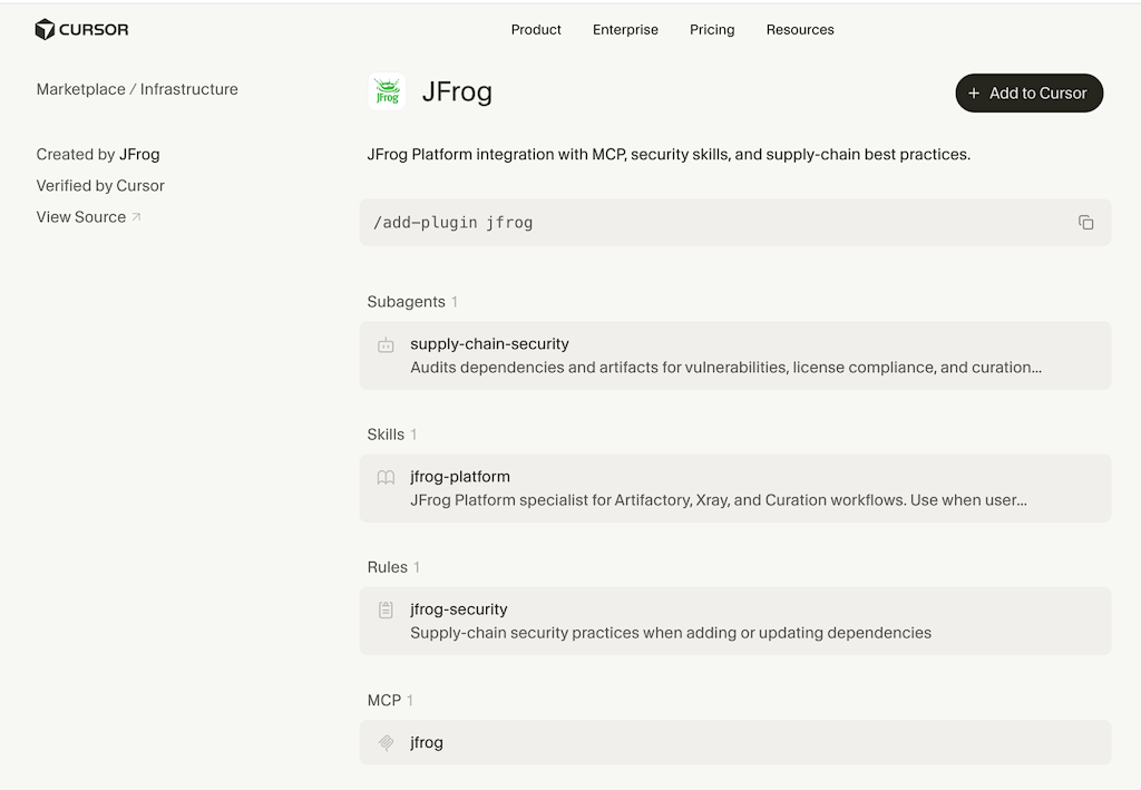 JFrog Plugin for Cursor