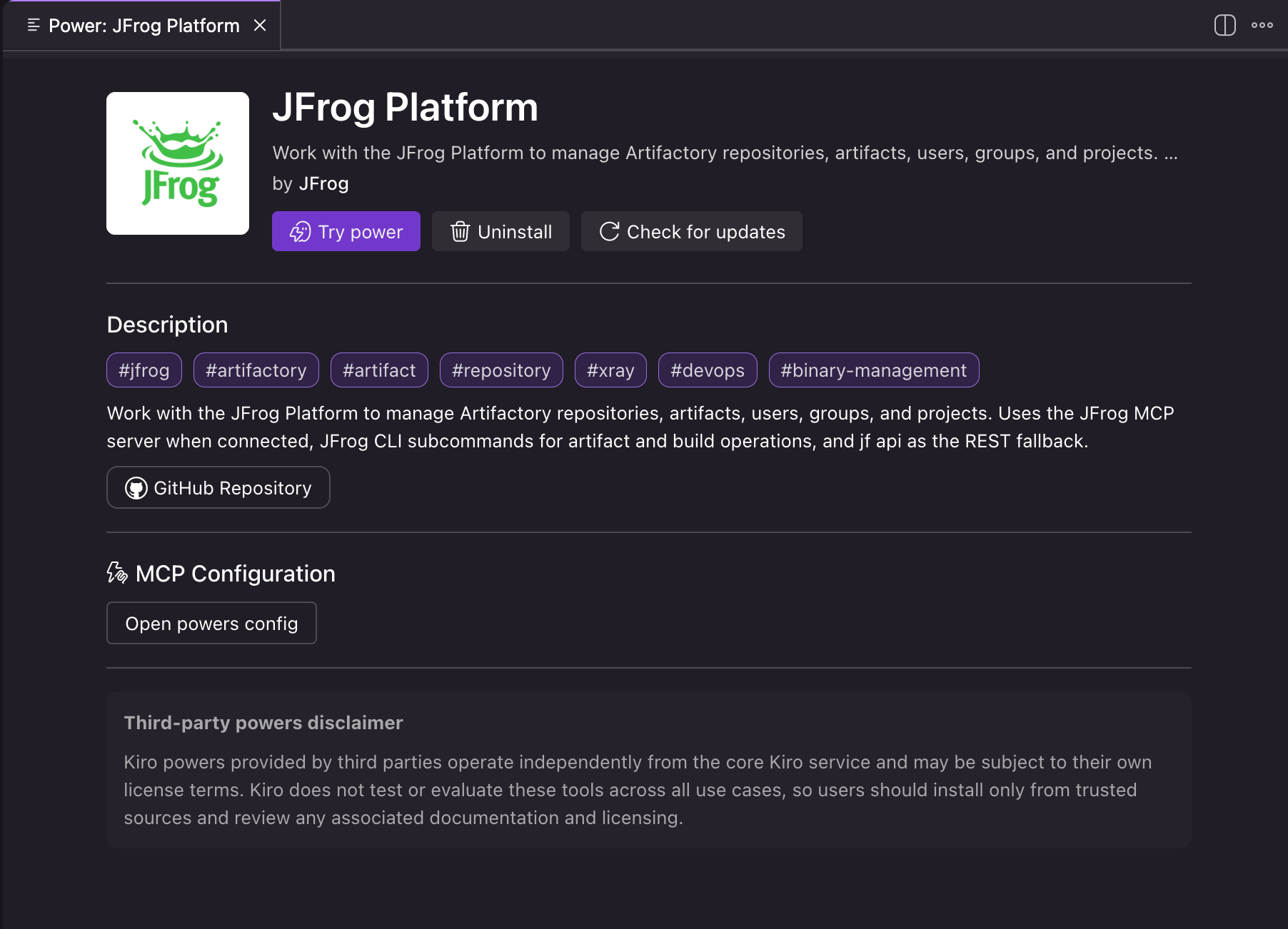 JFrog for Kiro - image4