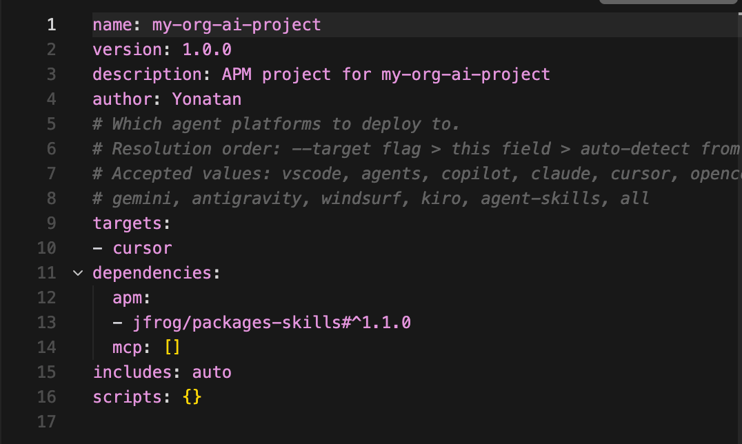 APM will fetch the latest primitives according to the version behavior defined in the project configuration.