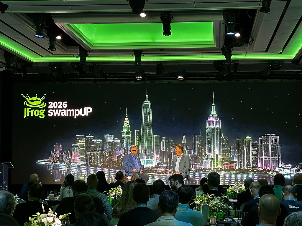 paul davis and tim brown on swampup 2026 stage