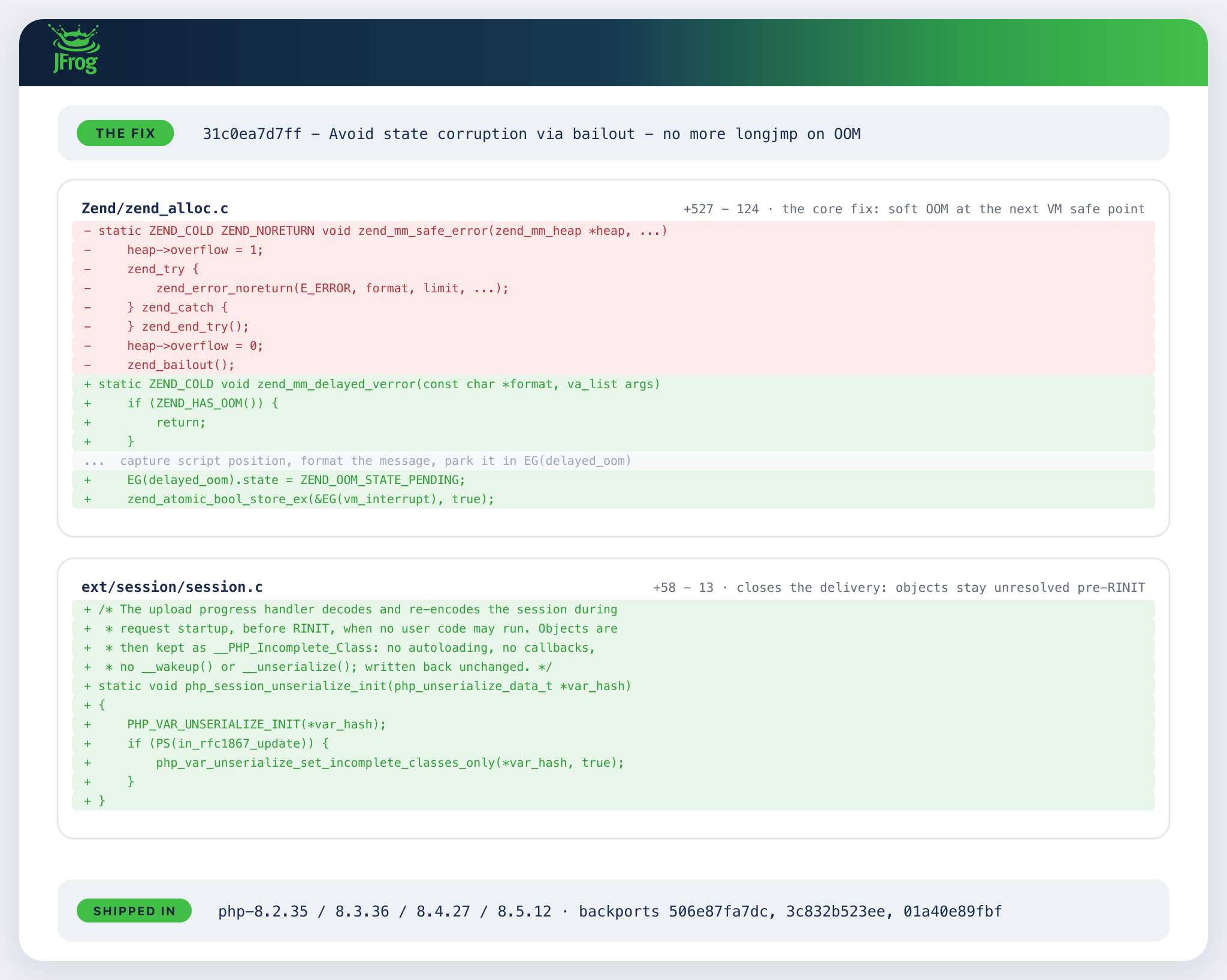 PHPチームの修正内容を示すコード差分